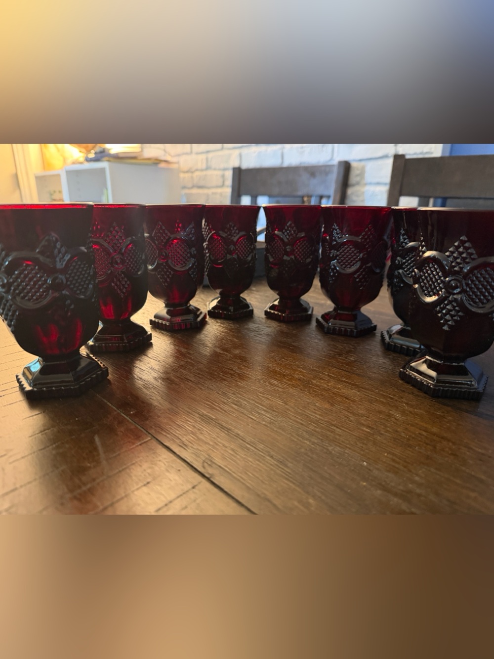 Elegant Red Pressed Glass Goblet Set - Brand Avon Cape Cod